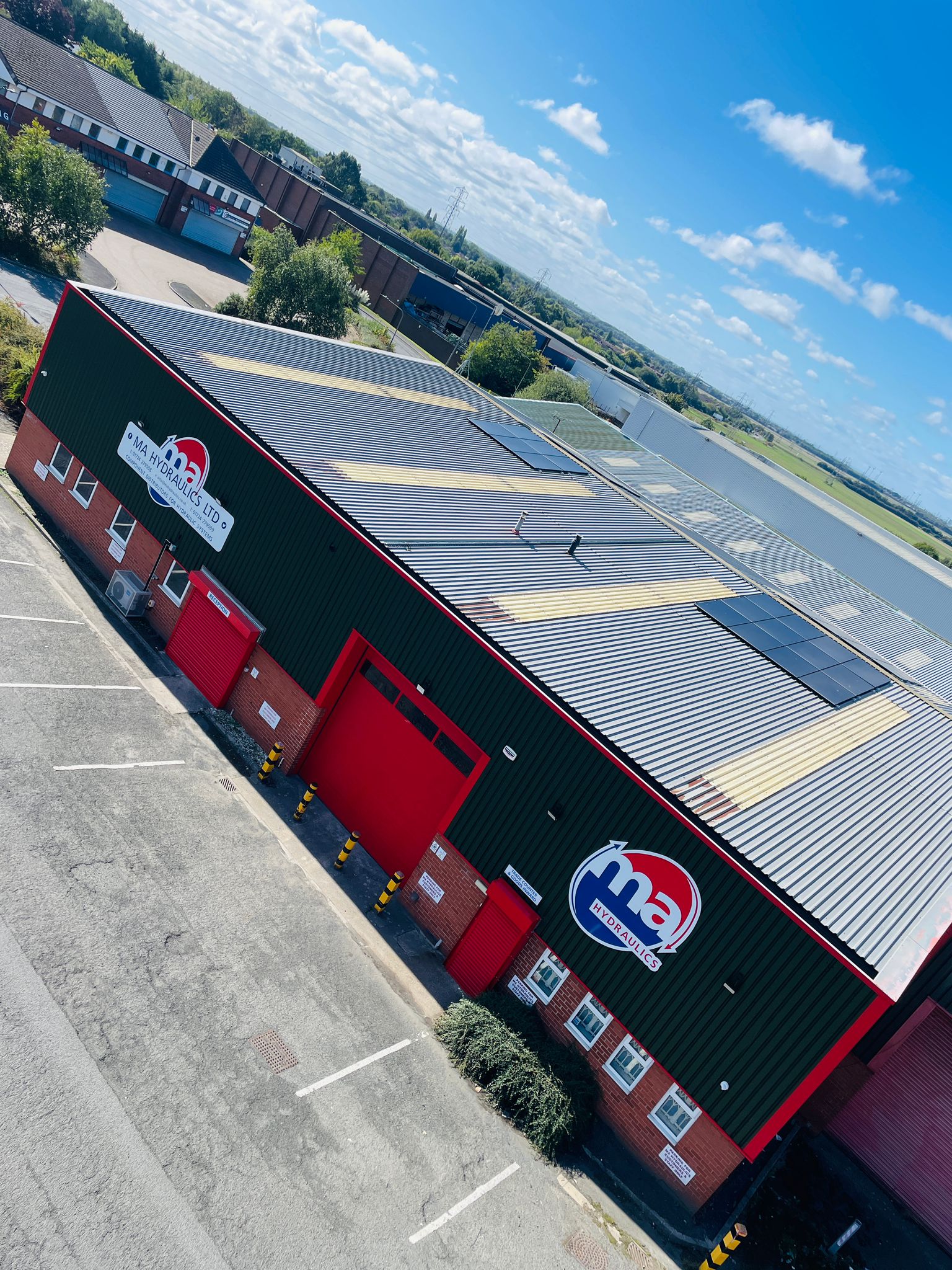 Aerial view of a CladCoat commercial cladding and roof coating job in progress